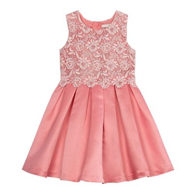 Girls' pink lace bodice dress